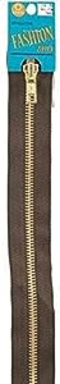 Coats: Thread & Zippers F25F24-56B Fashion Metal Brass Separating Zipper, 24", Cloister Brown
